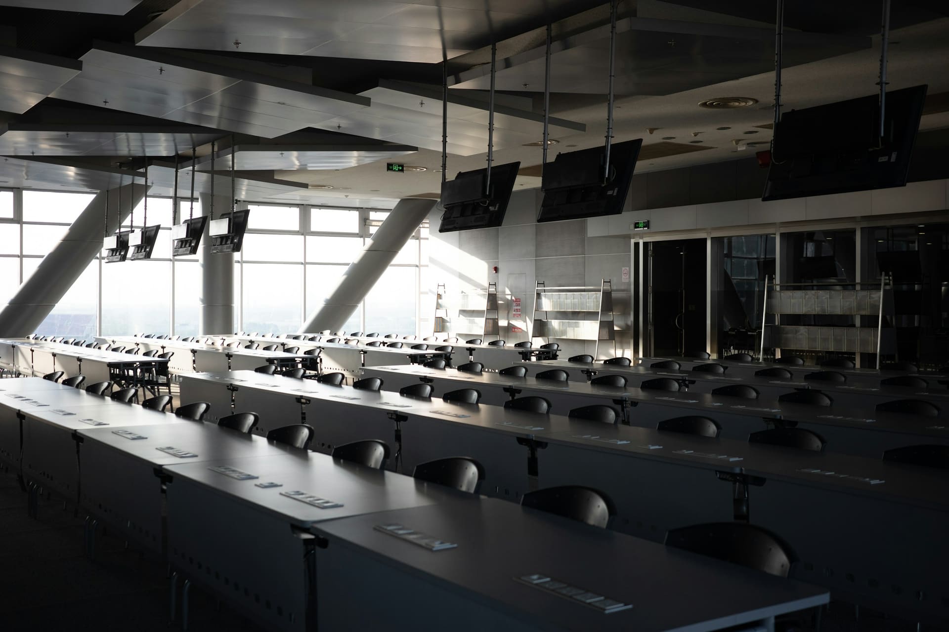 Collaboration environment: a training room set out for a group session.