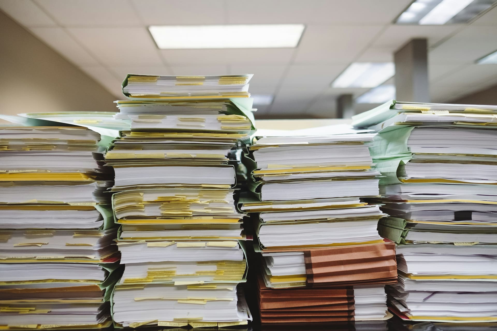 Business technology context: document handling equipment in a workplace.