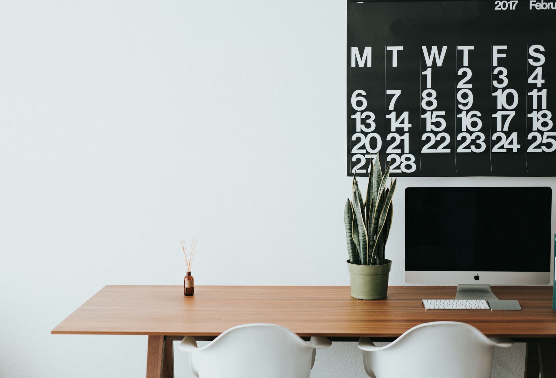 Business technology context: a newly equipped working position.